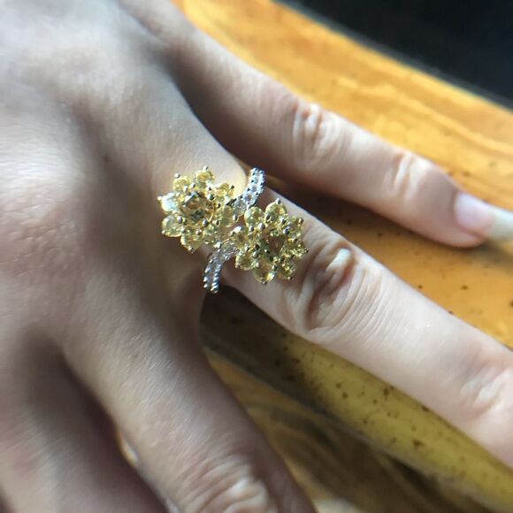 Natural Heliodor Yellow Beryl Sterling Silver Cocktail Ring Size 7 - Picture 4 of 8